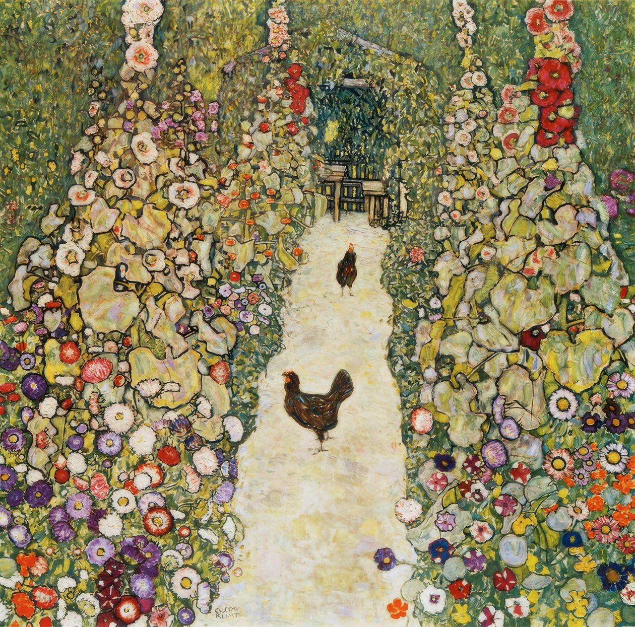 Camino del jardín con gallinas de Gustav Klimt
