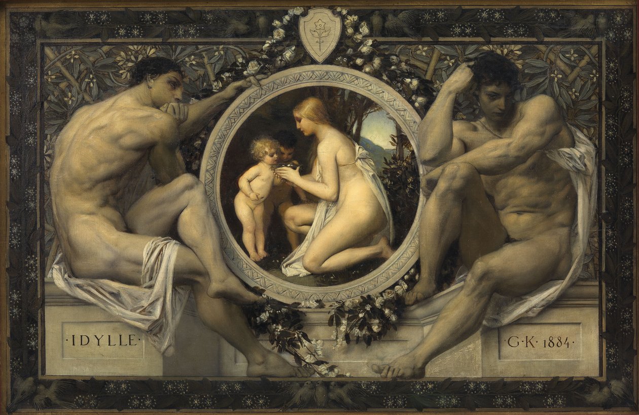 Idilio (Modelo para: Gerlach & Schenk, Alegorías y emblemas, n.º 75) de Gustav Klimt
