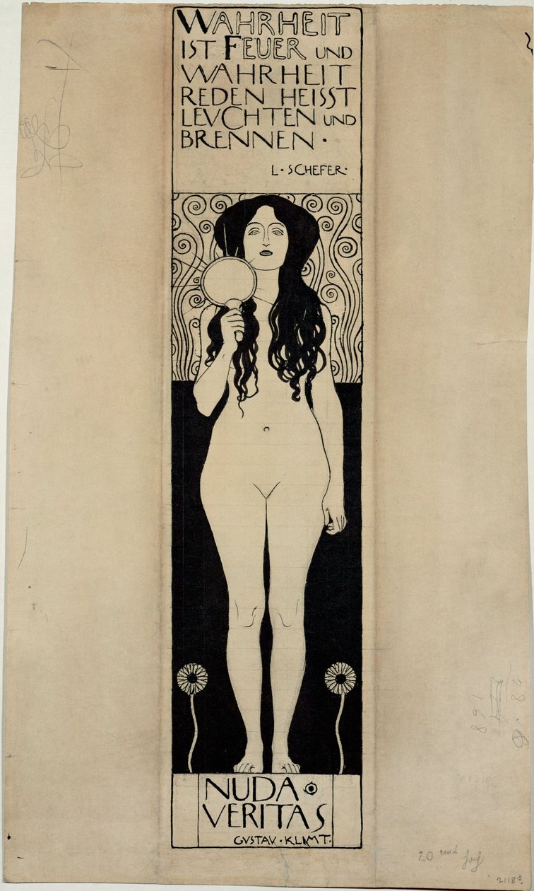 Nuda Veritas, Estudio para un óleo posterior de Gustav Klimt