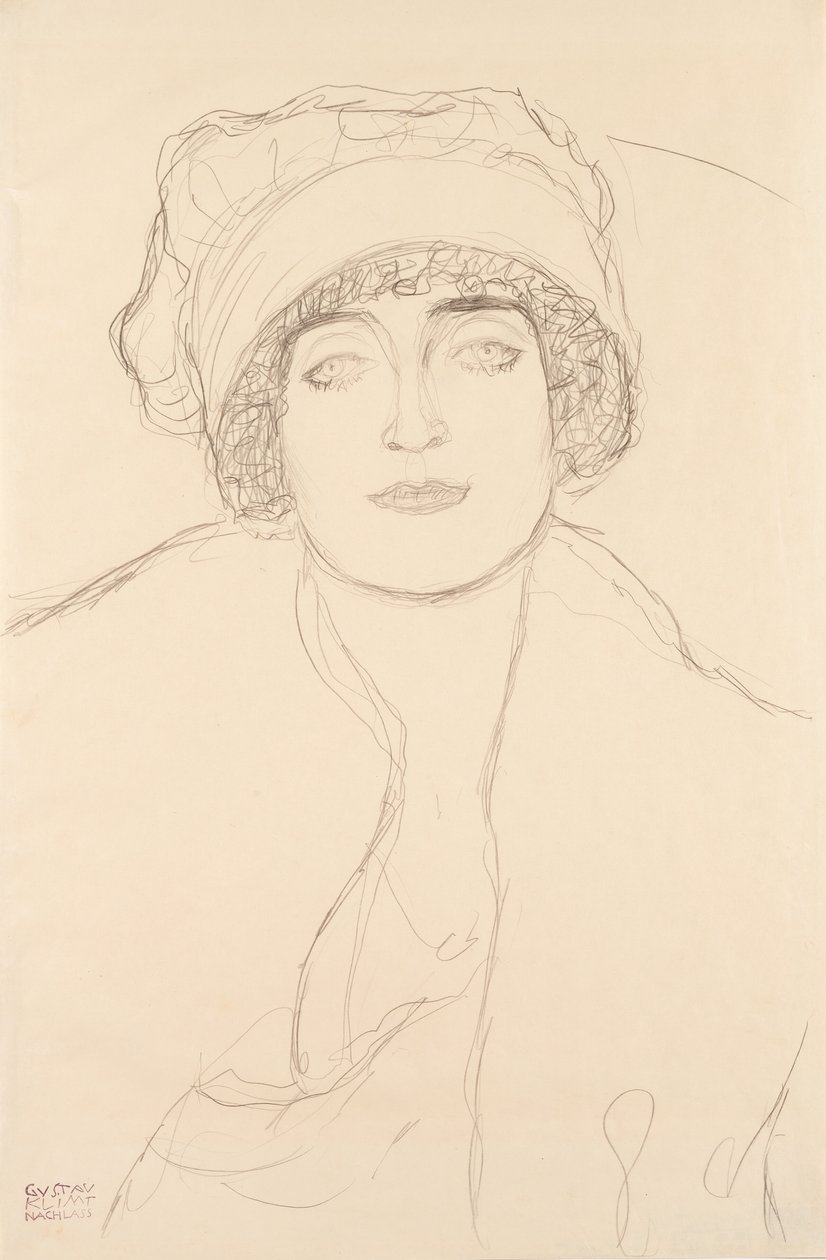 Retrato con sombrero, 1917-118 de Gustav Klimt