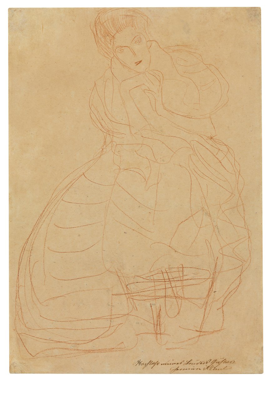 Retrato de Adele Bloch-Bauer. Estudio de vestuario con las manos en forma de herradura de Gustav Klimt