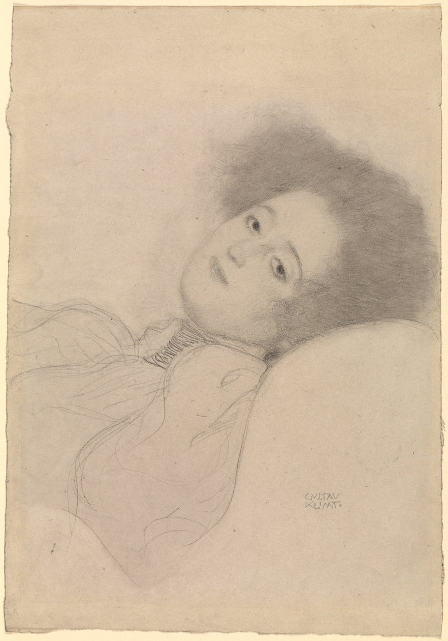 Retrato de una joven reclinada de Gustav Klimt