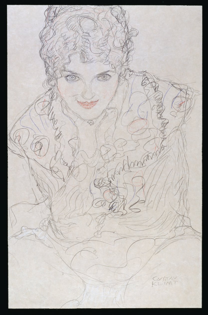 Retrato con la Mano Derecha en la Barbilla, c.1917-18 de Gustav Klimt