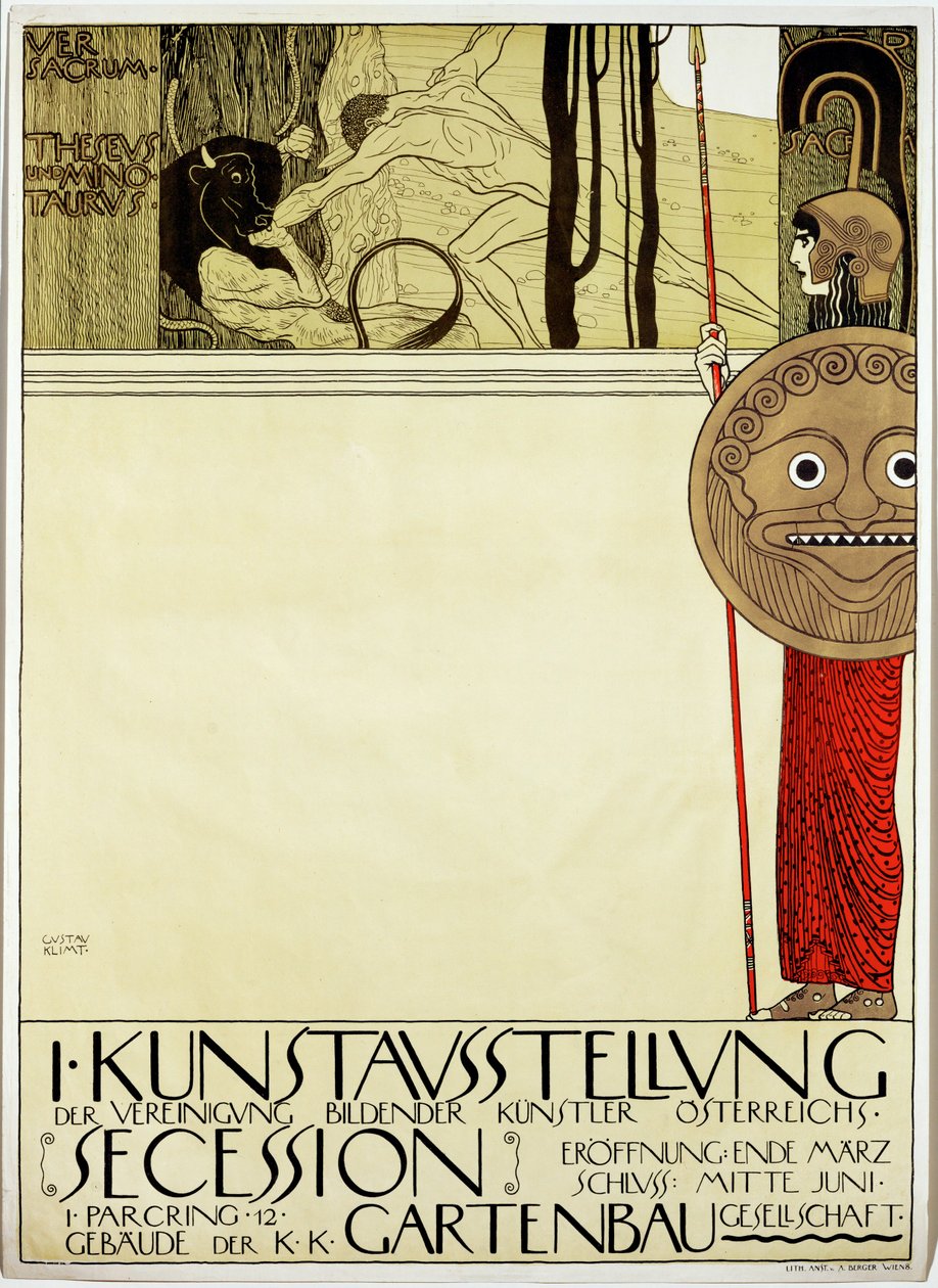 Cartel de la primera exposición de arte del Movimiento Artístico " Secesión de Gustav Klimt