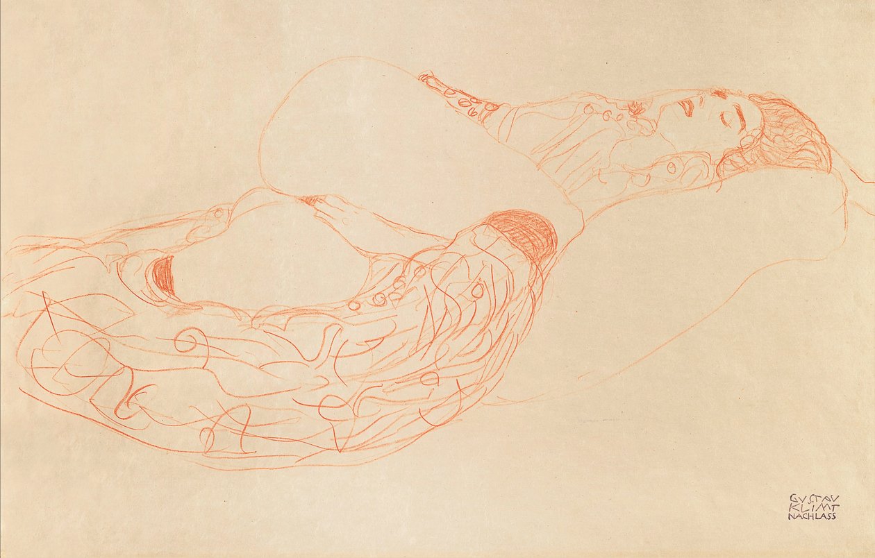 Semi-desnudo reclinado masturbándose, 1912-1913 de Gustav Klimt
