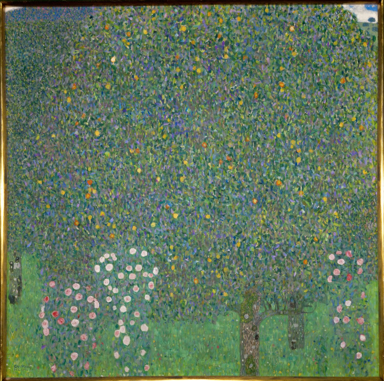 Rosas bajo los árboles. 1918 (pintura sobre lienzo) de Gustav Klimt