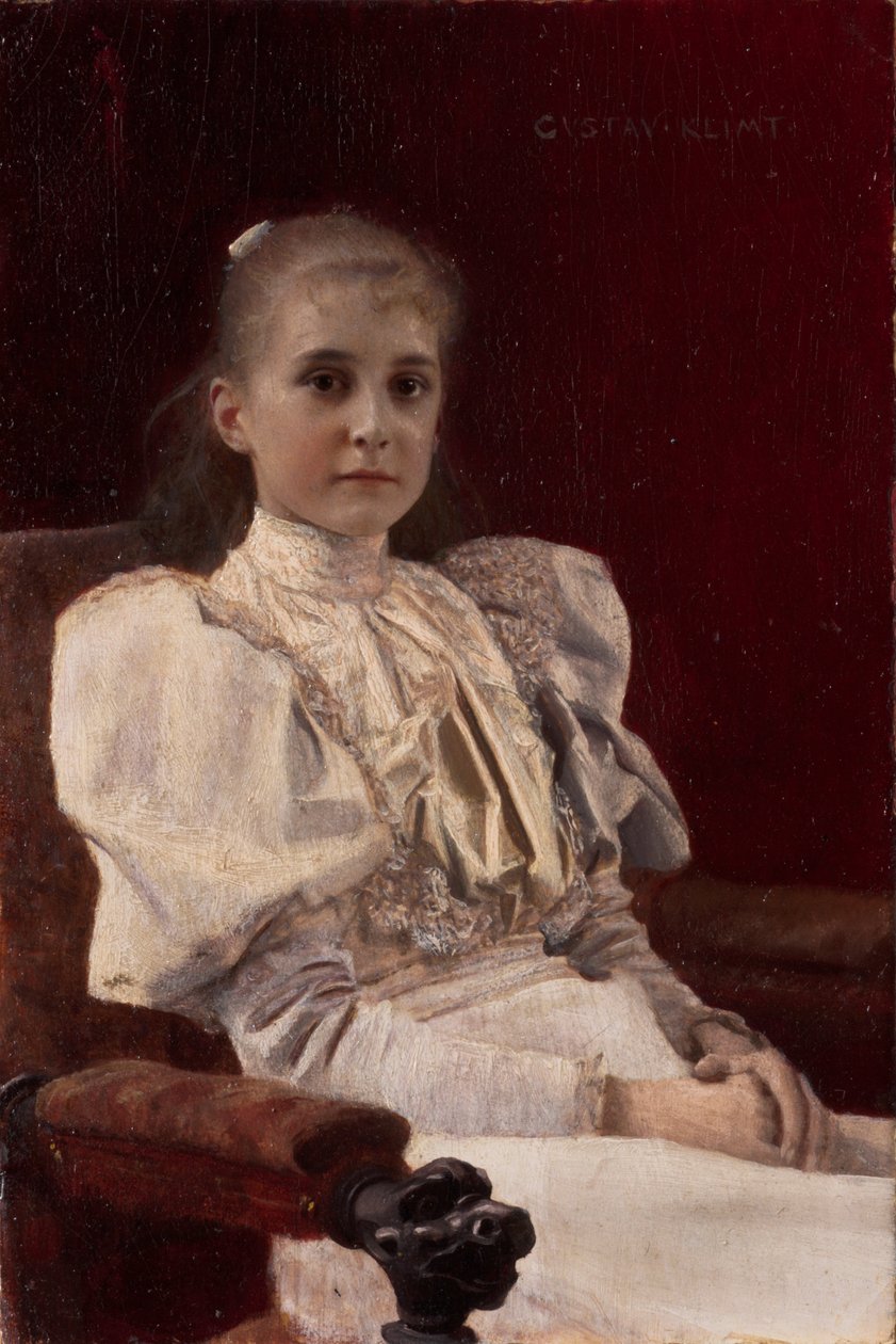 Jovencita sentada de Gustav Klimt