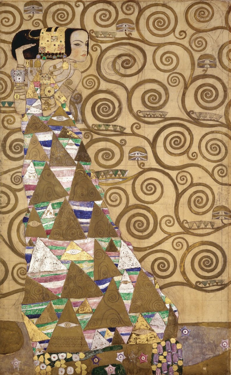 Bocetos para el friso del Palacio Stoclet de Bruselas, Bélgica (acuarela y lápiz sobre papel) de Gustav Klimt