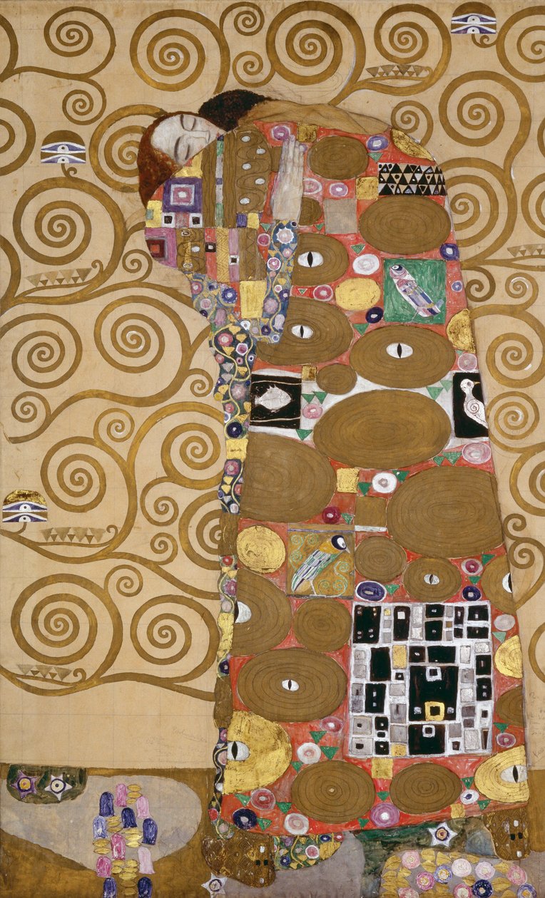 Bocetos para el Friso del Palacio Stoclet de Bruselas, Bélgica (acuarela y lápiz) de Gustav Klimt
