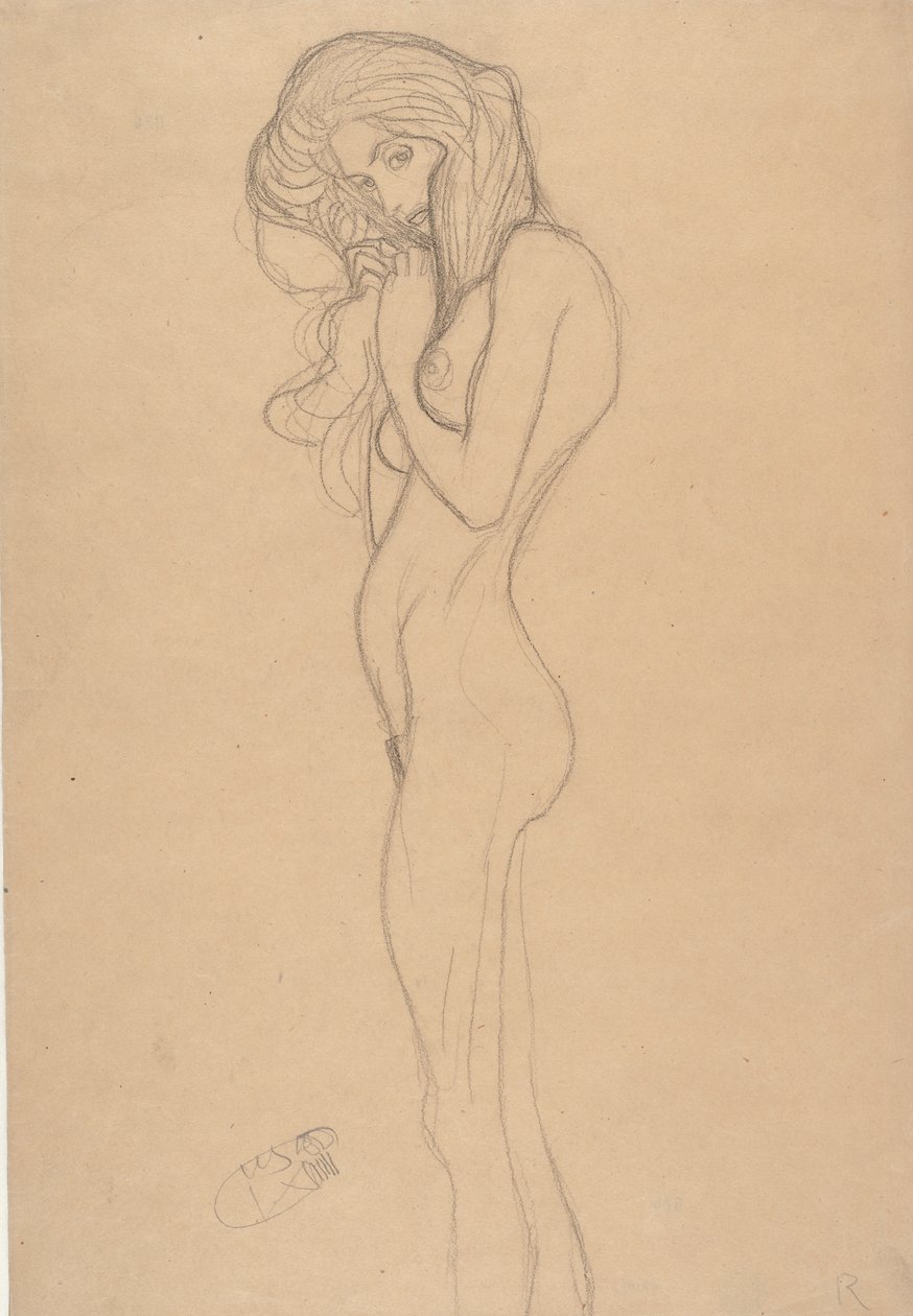 Estudio de Desnudo Femenino de Pie para El Friso de Beethoven, 1901 de Gustav Klimt