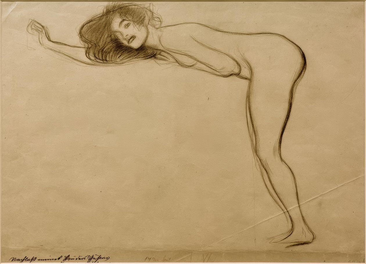 Desnudo de niña de pie inclinada hacia la izquierda de Gustav Klimt