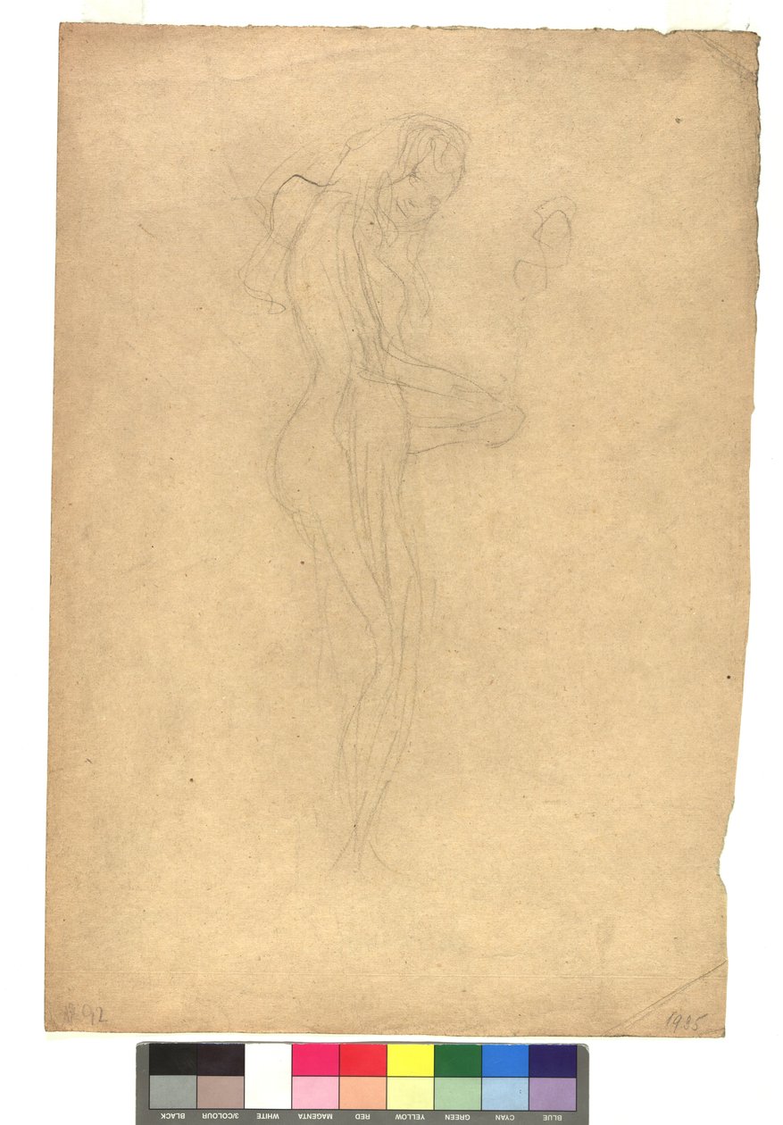 Stehender weiblicher Akt im Profil nach rechts de Gustav Klimt