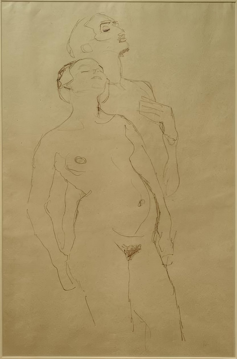 Pareja de amantes de pie (Estudio para Adán y Eva) de Gustav Klimt