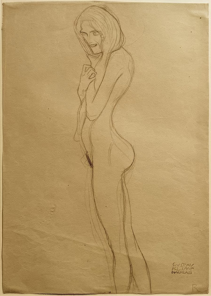 Estudio para la Gorgona izquierda en el Friso de Beethoven de Gustav Klimt