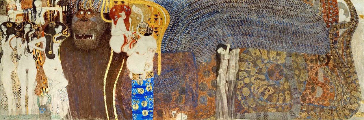 El friso de Beethoven, (detalle) Las fuerzas hostiles, 1902 de Gustav Klimt