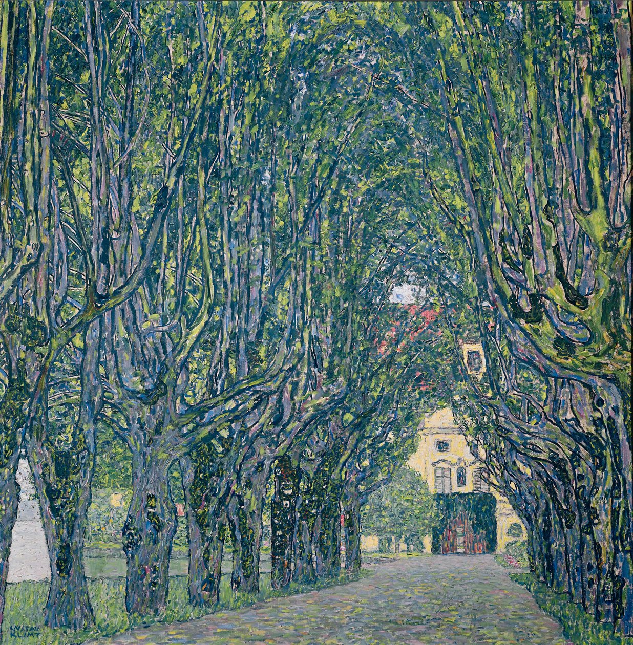 Camino arbolado que conduce a la casa solariega de Kammer, Alta Austria de Gustav Klimt
