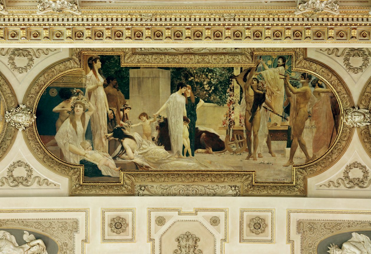 Burgtheater (Teatro de la Corte) de Viena, fresco del techo, detalle de Gustav Klimt
