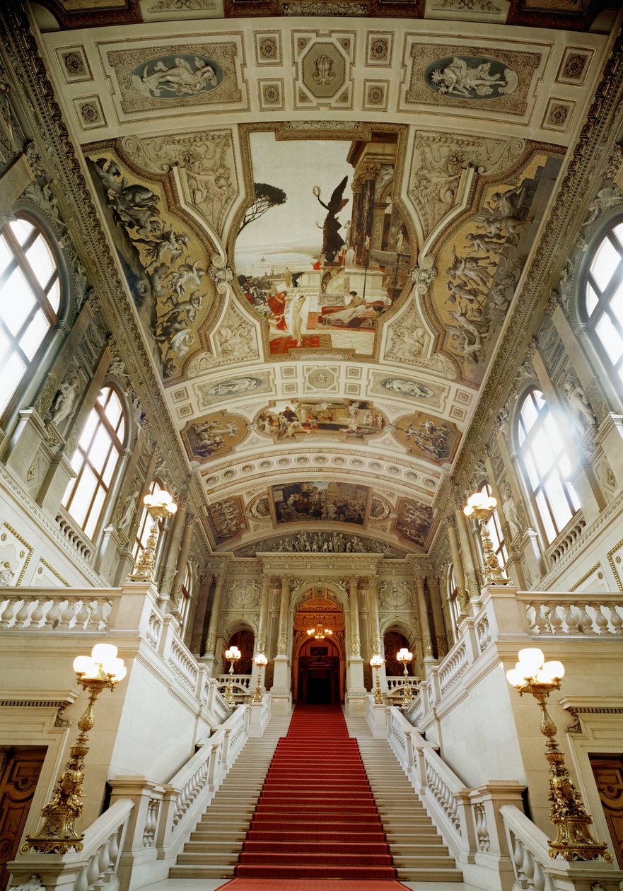 Burgtheatre (Teatro de la Corte) de Viena, escalera (izquierda): Teatro de Taormina de Gustav Klimt