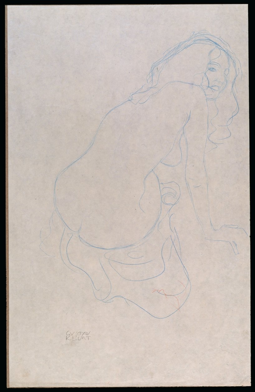 Mujer inclinada a la derecha con cabello largo, c.1910-11 de Gustav Klimt