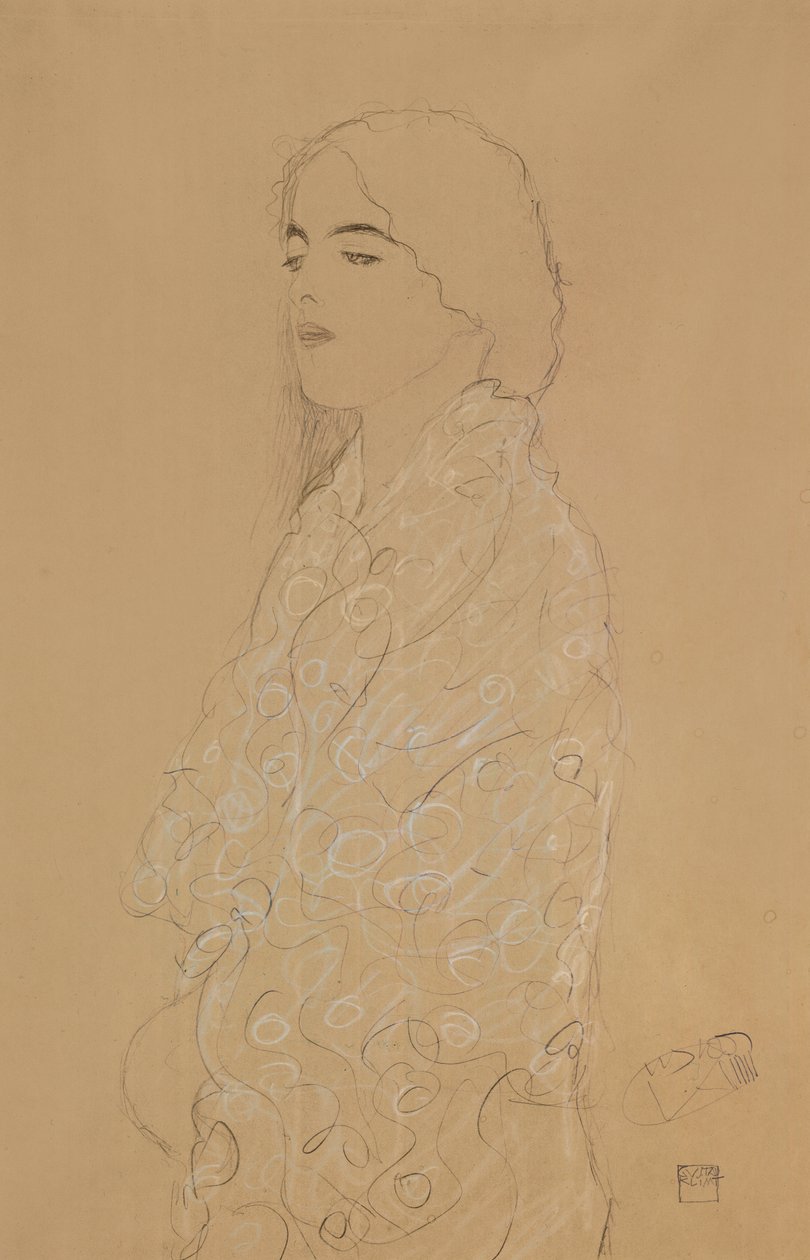 Mujer con un Chal Blanco de Gustav Klimt