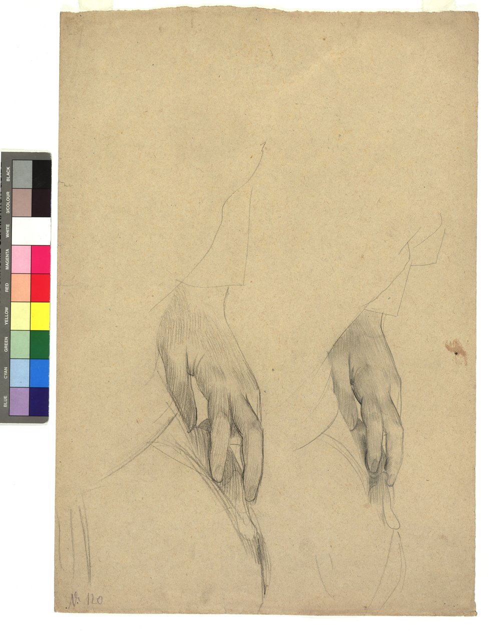 Zwei Handstudien, Finger ans Ohr gelegt de Gustav Klimt
