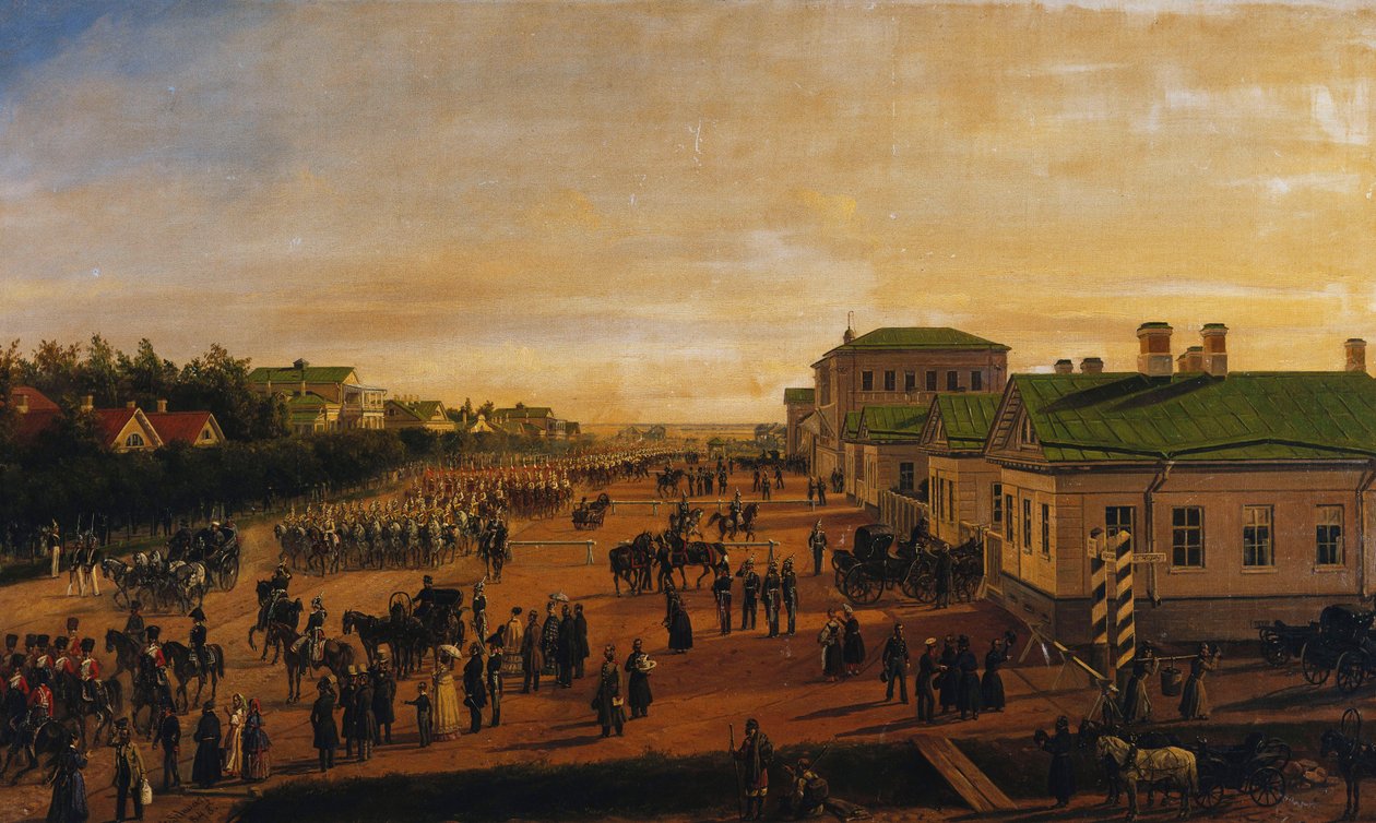 El zar Nicolás regresando de un desfile militar en Krasnoe Selo, 1848 de Gustav Schwarz