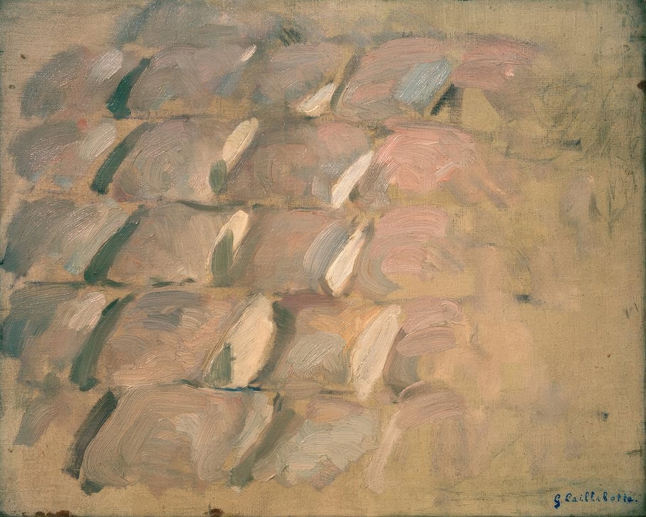 Estudio para Calle de París, tiempo de lluvia: los adoquines de Gustave Caillebotte