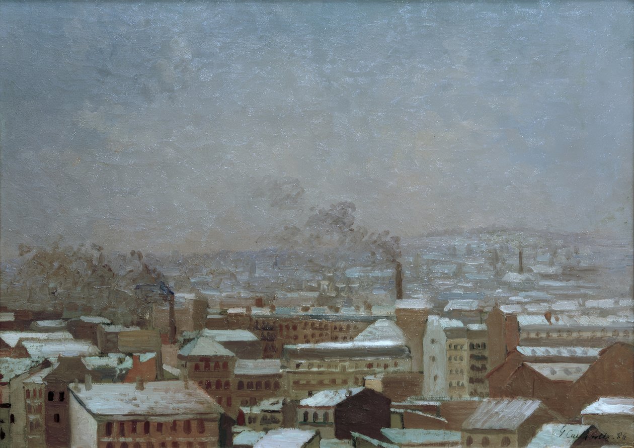 París bajo la nieve de Gustave Caillebotte
