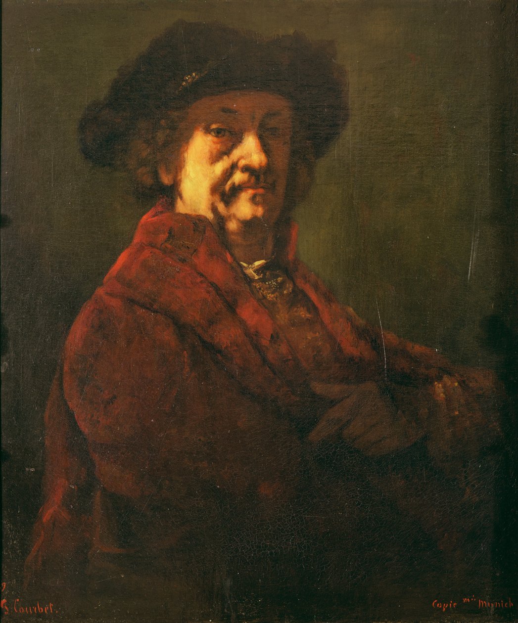 Copia de un autorretrato de Rembrandt, 1869 de Gustave Courbet