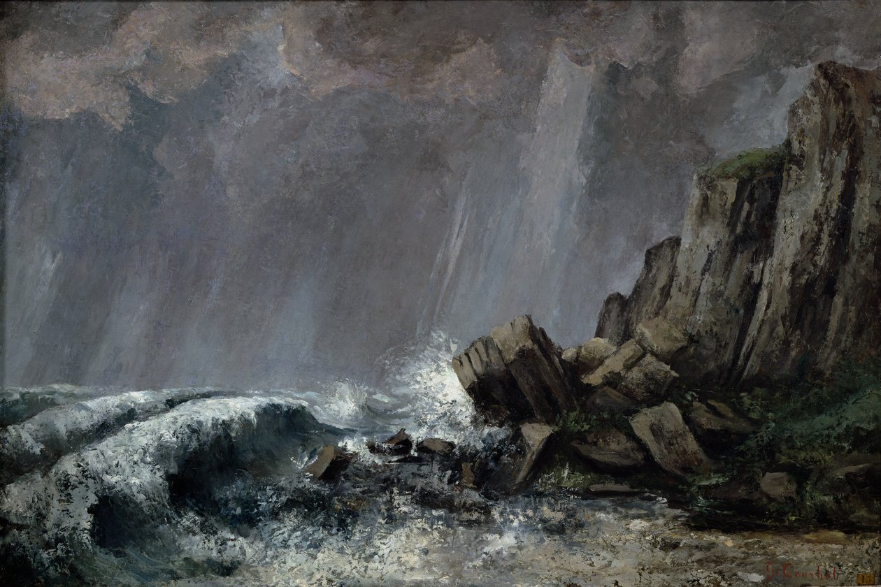 Aguacero en Etretat de Gustave Courbet
