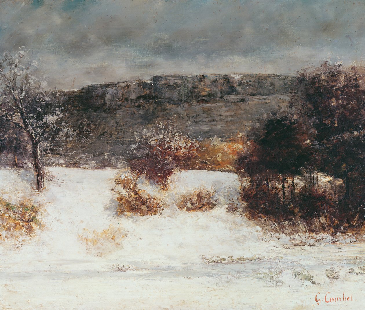 Paisaje nevado (Vallée de la Loue), c.1876 de Gustave Courbet