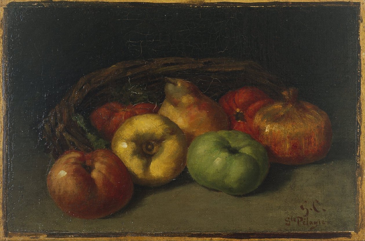 Naturaleza muerta con manzanas, pera y granadas de Gustave Courbet