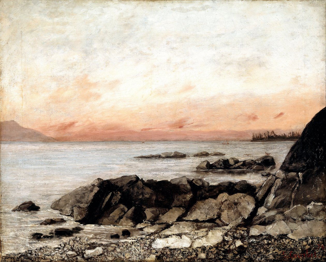 Atardecer, Vevey, Suiza de Gustave Courbet