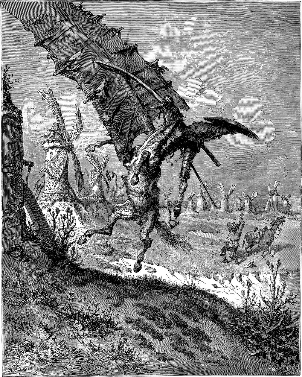 Aventura con los Molinos de Viento de Gustave Dore