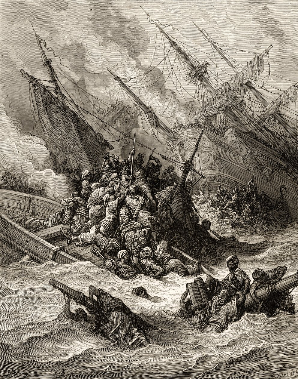 Batalla de Lepanto en 1571, ilustración de 