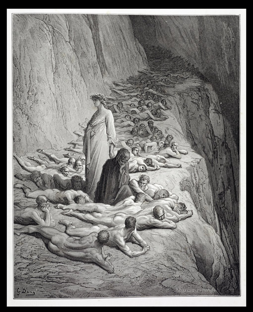Dante y el Papa Adriano V, de La Divina Comedia (Purgatorio) de Dante Alighieri, grabado por Stephane Pannemaker, c.1868 de Gustave Dore
