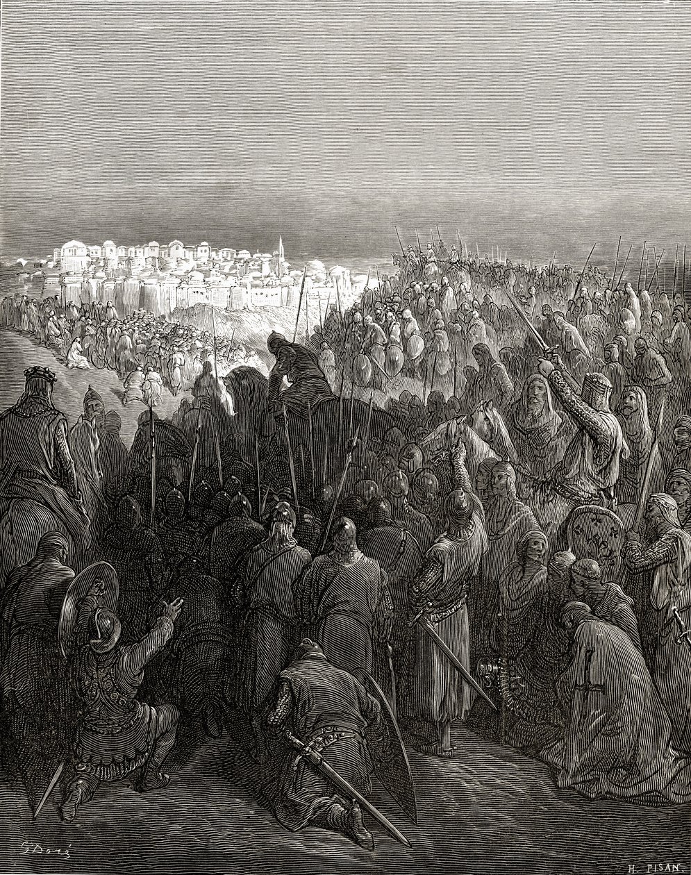 Entusiasmo de los cruzados en Constantinopla en 1204, ilustración de 