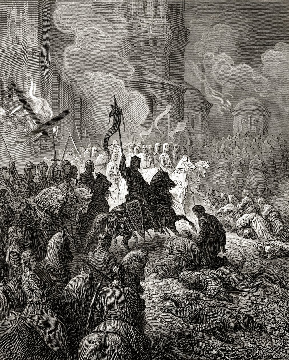 Entrada de los Cruzados en Constantinopla en 1204, ilustración de 