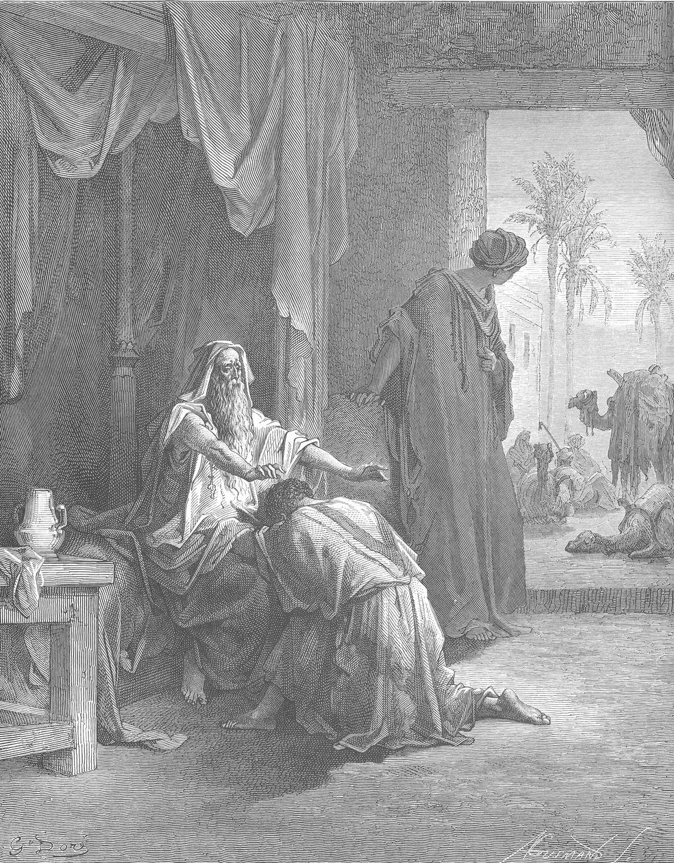 Isaac bendice a Jacob de Gustave Dore