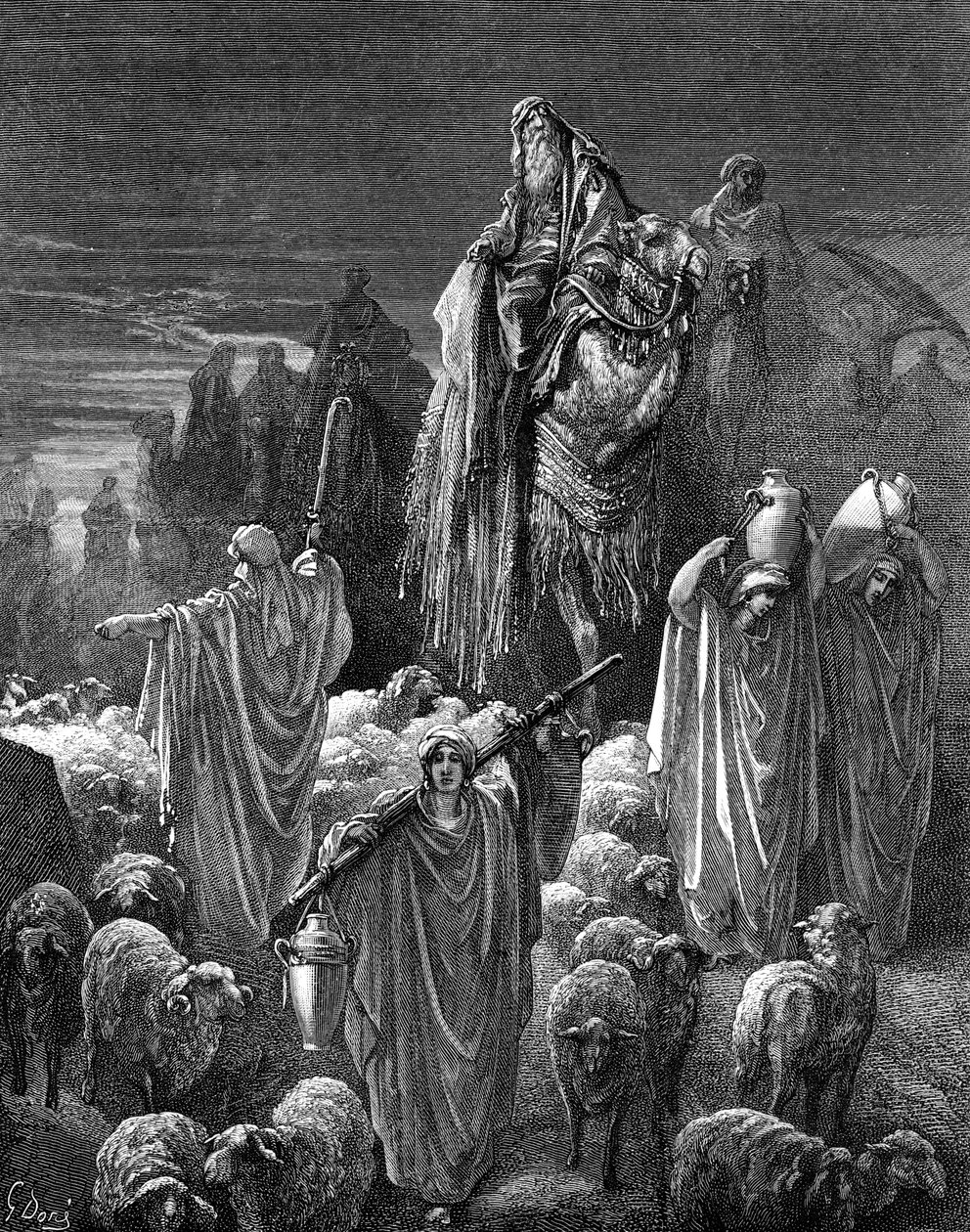 Jacob viajando a Egipto, por Gustave Doré de Gustave Dore