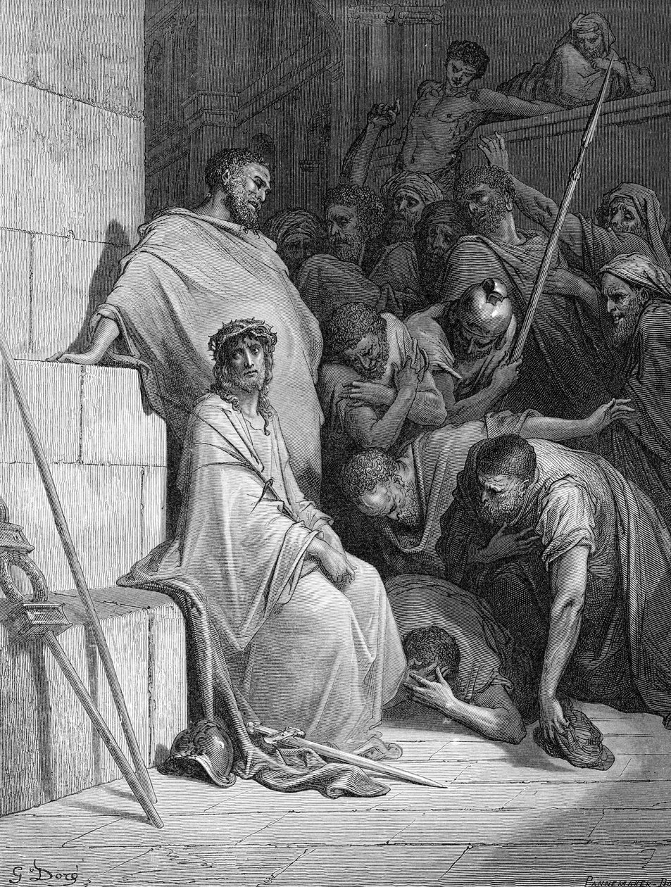 Jesús es burlado por los soldados romanos de Gustave Dore