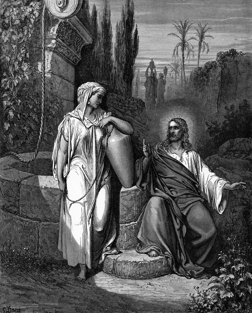 Jesús habla con la mujer samaritana de Gustave Dore