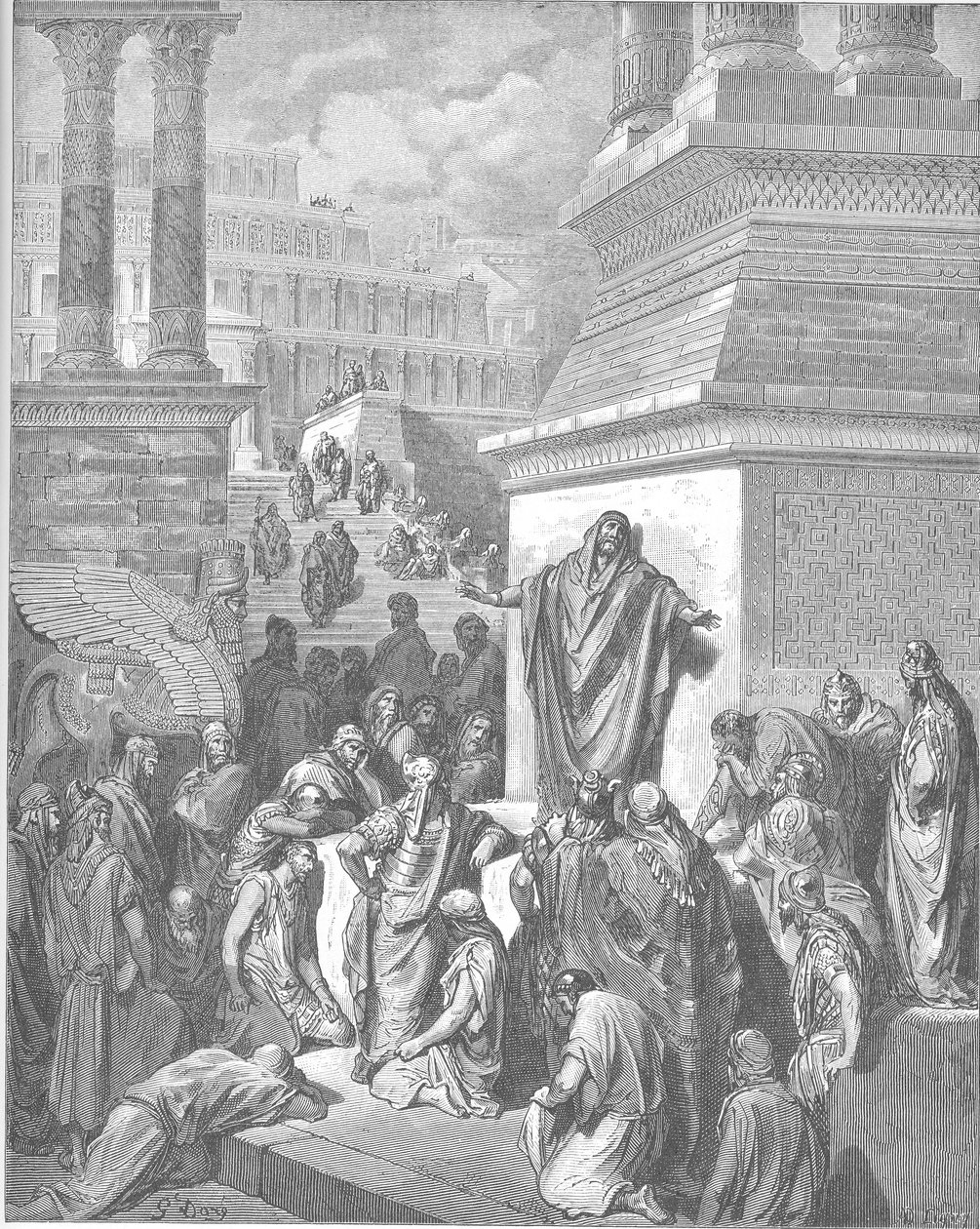 Jonás predica a los ninivitas de Gustave Dore