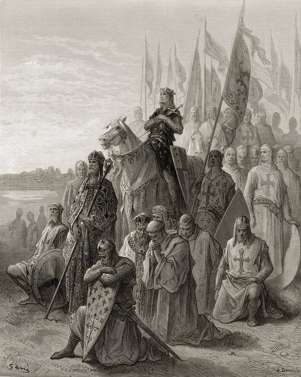 El rey Luis IX (1217-70) ante Damietta, ilustración de 