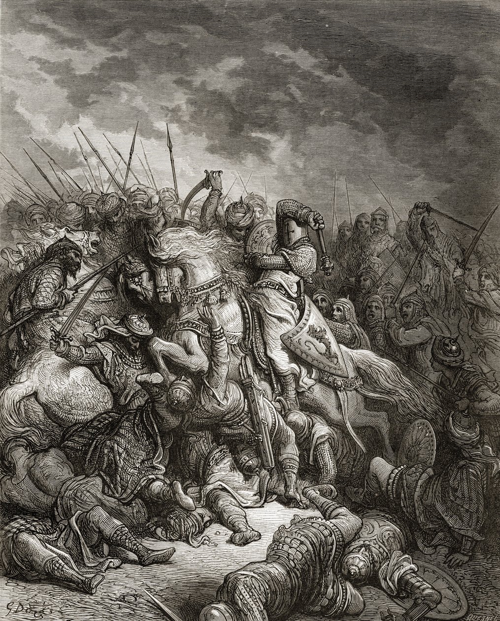 Ricardo I (1157-99) Corazón de León en batalla en Arsuf en 1191, ilustración de 