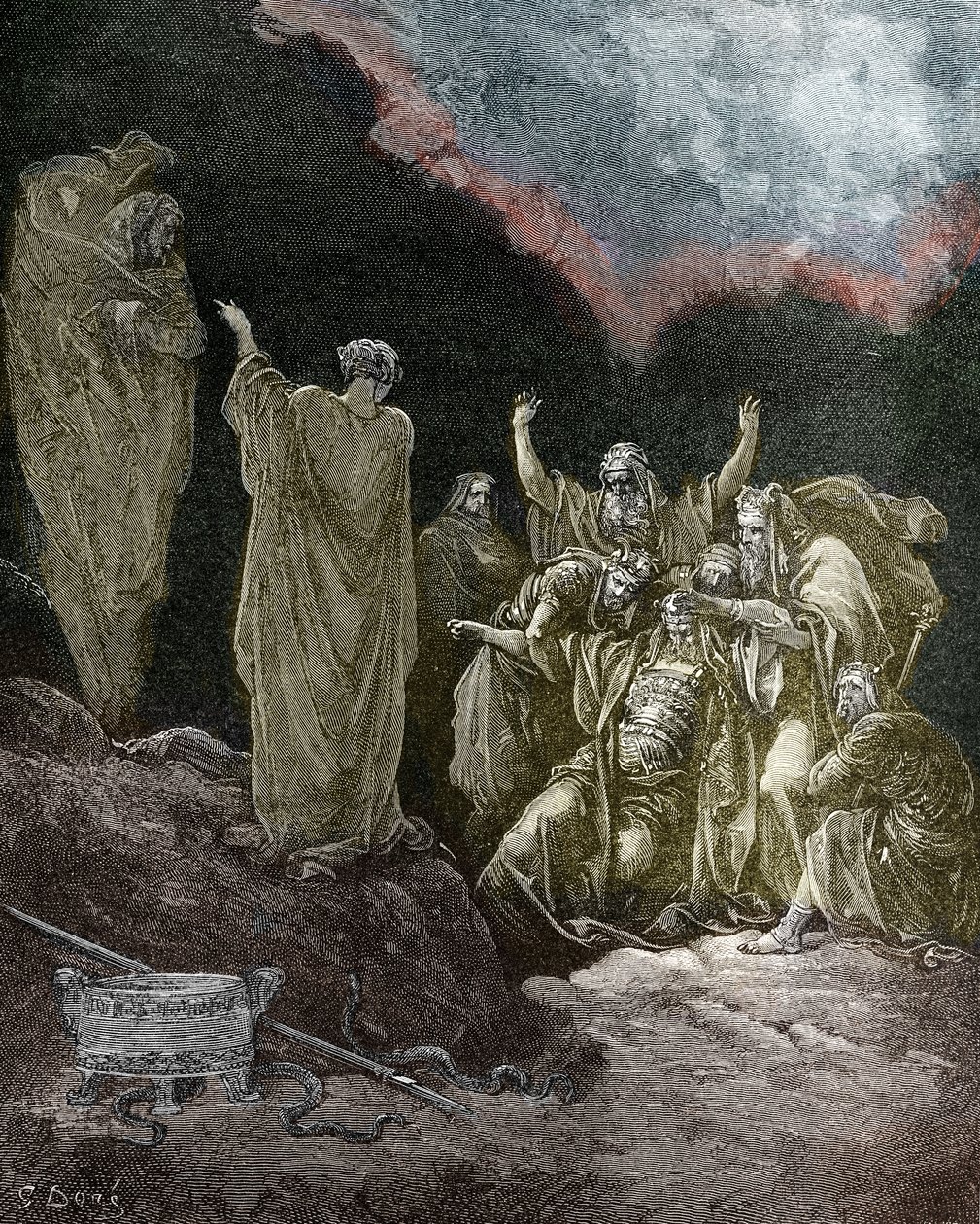 Saúl y la bruja de Endor, por Doré de Gustave Dore