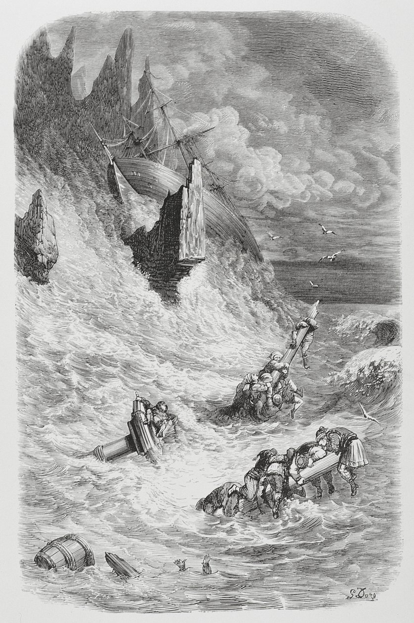 El naufragio del barco de Simbad, c.1868 de Gustave Dore