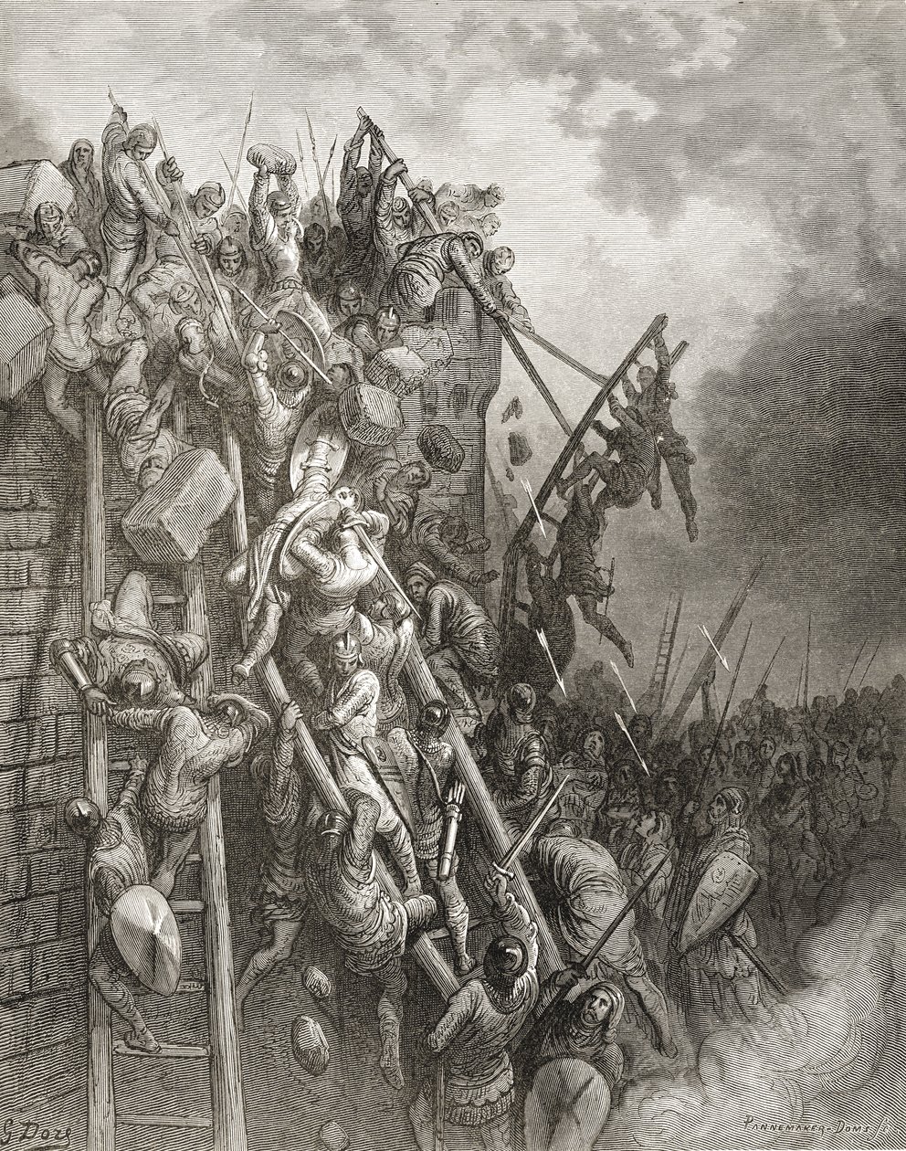 El Ejército del Sacerdote Volkmar y el Conde Emocio atacan Merseburg, ilustración de 