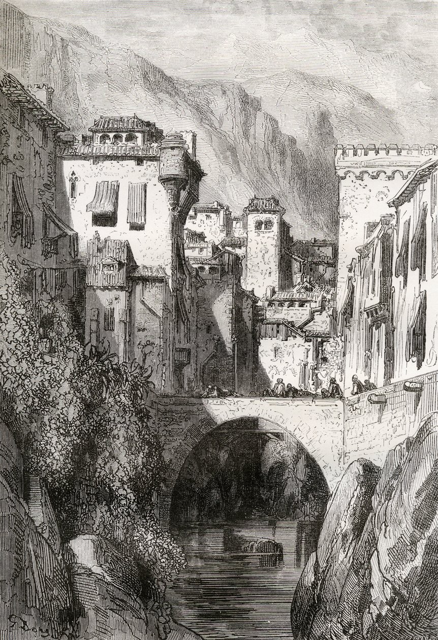 Las orillas del Darro, Granada, ilustración de 