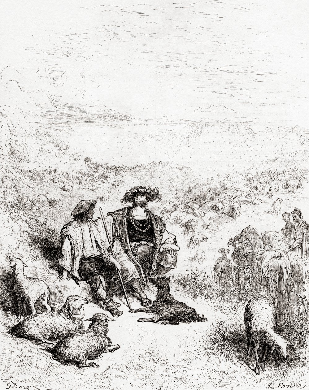 El Pastor y el Rey, de una edición de finales del siglo XIX de Fábulas de La Fontaine de Gustave Dore
